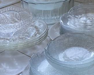 glass plates, serving dishes