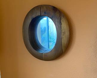 Old Wood oval mirror