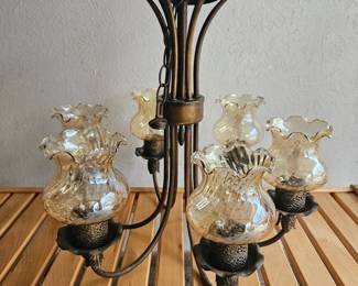 Antique chandelier with makers label