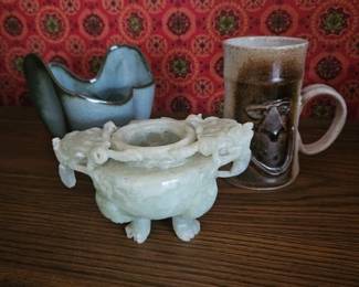 Antique jade incense burner