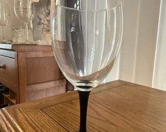 Vintage Luminarc "Domino" Black Stem Wine Glasses (Set of 4)