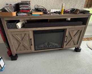 Rustic Farmhouse Electric Fireplace TV Stand
