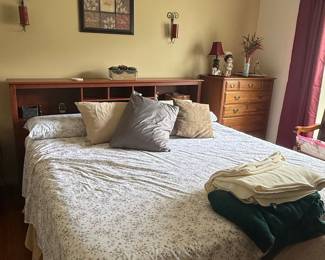 Wooden Headboard with Shelving