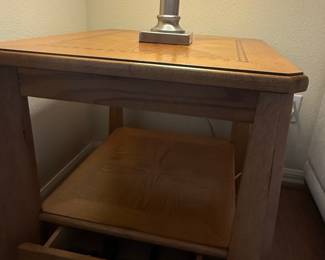 Oak End Table with Drawer