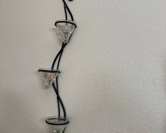 Ornate Round Mirror with Black and Gold Frame and Matching Sconces