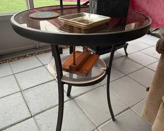 Round Glass Top Side Table with Metal Frame