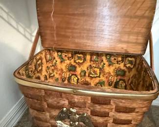Vintage Basketville Wicker Picnic Basket with Eagle Appliqué