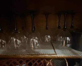 Vintage Luminarc "Domino" Black Stem Wine Glasses (Set of 4)