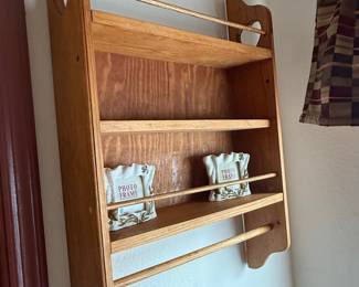 Wooden Wall Shelf with Heart Cutouts