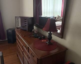 Vintage Cherry Wood Dresser with Mirror