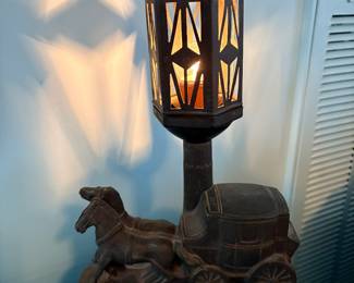 Horse & Buggy metal lamp