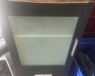 Modern Black Storage Cabinet with Frosted Glass $30