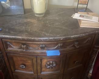 Ornate Marble-Top Serpentine Dresser / Accent Cabinet $150