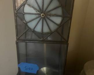 Leaded Glass Mantel / Table Clock with Pendulum $55