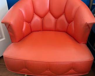 vintage 1960s Kroehler orange swivel lounge chair