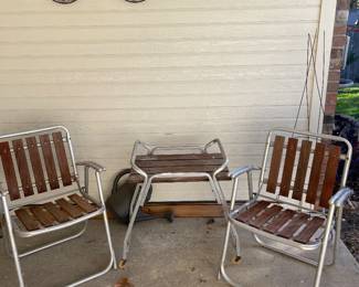 Vintage lawn chairs & cart