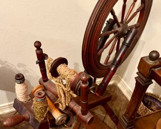  antique wooden spinning wheel $400