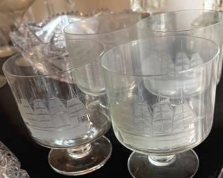 Etched Ship Mid Century 