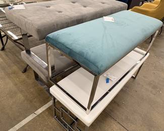 Velvet and chrome benches