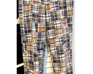 preppy Mens Madras patchwork plaid pants