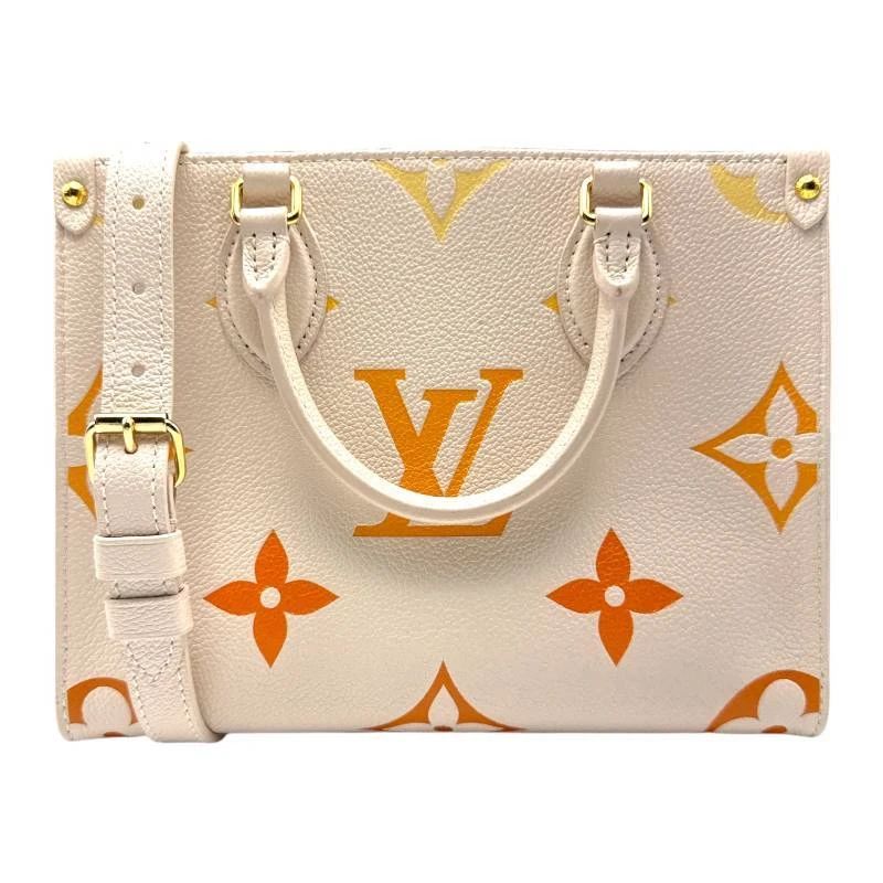 Louis Vuitton Onthego PM Giant Monogram Empreinte Gradient Leather Tote Bag in Cream & Orange