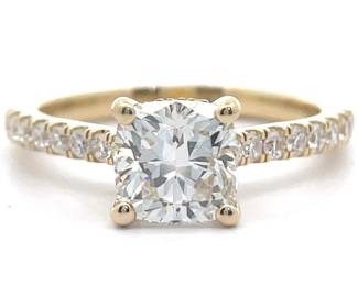 2 Carat Diamond Hidden Halo Cathedral Ring in 14k Yellow Gold