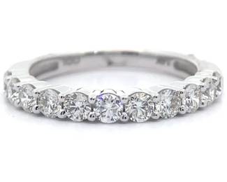 1 Carat Natural Diamond Half Eternity Ring in 14k White Gold