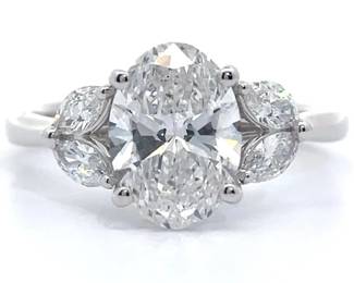 2.25 Carat Diamond Oval Cluster Ring in 14k White Gold in 14k White Gold