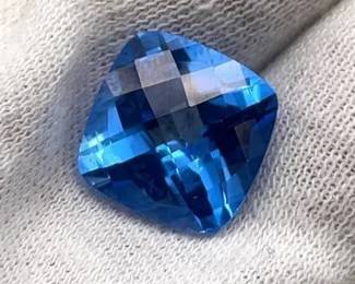 First of it's Kind! 11.17 Carats Natural Glacier Blue Topaz (Cushion Checkerboard Cut)