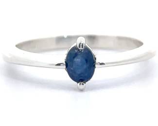 Natural Blue Sapphire & Natural Diamond Accent Ring