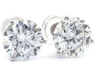 4 Carat Diamond Round Solitaire Stud Earrings in 14k White Gold