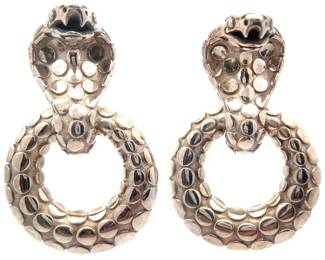 John Hardy Naga Snake Drop Door Knocker Earrings
