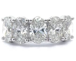 4.60 Carat Diamond Five-Stone Oval Anniversary Ring in 14k White Gold