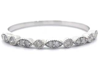 Natural Diamond Textured Leaf Stacking Ring in White Gold