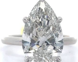 5.46 Carat Diamond Pear Solitaire Four-Prong Ring in 14k White Gold