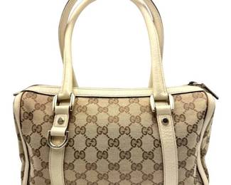 Gucci Brown GG Canvas x Leather Abbey Mini Boston Tote Bag