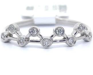 Natural Diamond Modern Bubble Trellis Stacking Ring in 14k White Gold