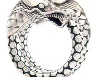 John Hardy Naga Dragon Head Sterling Silver Coil Ring