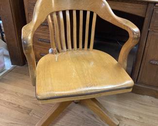 vintage oak rolling office chair