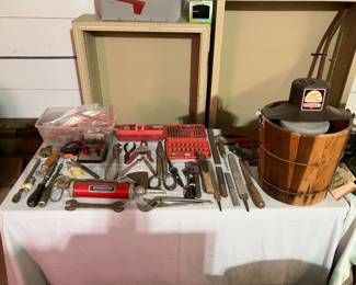 hand tools, bits, wrenches, Rival ice cream maker