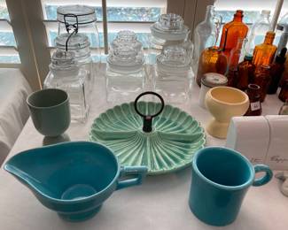 vintage Vernonware, Wedgwood, Fiesta, bottles and jars