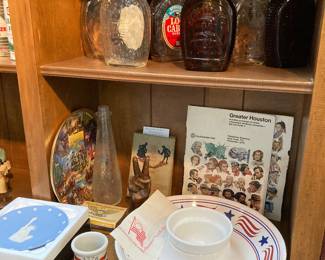 US Bicentennial items--Log Cabin Syrup bottles, phone book cover, etc. 