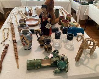 Weller? cache, shark tooth saber, Greek doll, Glasbake teas, MOMA William the Hippo, etc. 