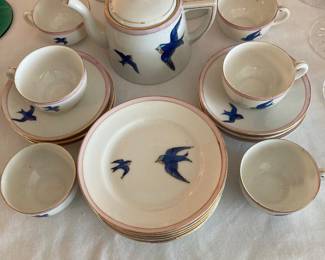 1920s Mikasa child's "Swallow" china tea set--complete