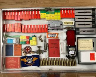 electron tubes, WWII memorabilia, Texaco Parker pens, etc