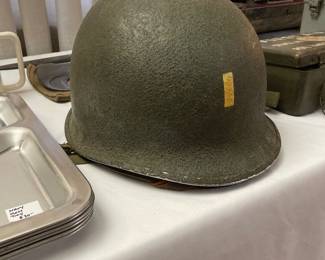 Korean War-era US Army steel pot helmet with liner
