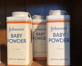 1960s tin Johnson's Baby Powder tins--two full, one empty