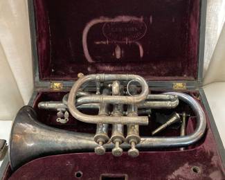 J Howard Foote 1889-1892 trumpet/cornet with mouthpiece and extension