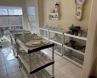 Dishes, serving pieces, silver plate,  crystal , etc 