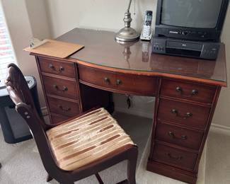 Sears & Roebuck Vintage Ladies Desk with beveled glass top